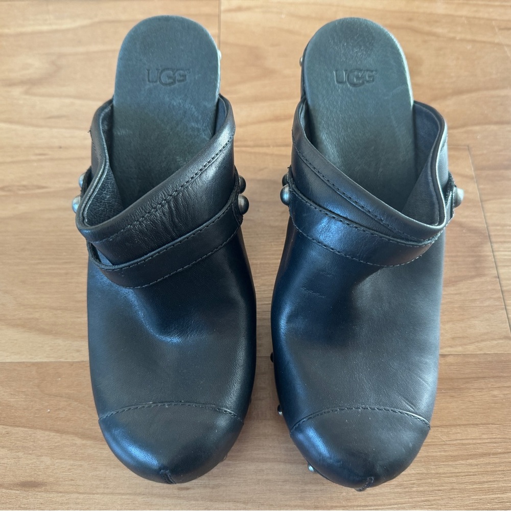 UGG sheepskin heels, genuine UGG leather high heel slippers, size 6
